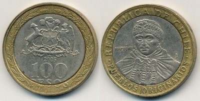 Chile 100 Pesos - 2005r Bimetal ... Monety