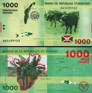 BURUNDI - 1000 francs 2015 - P-51 - POLIMER - UNC