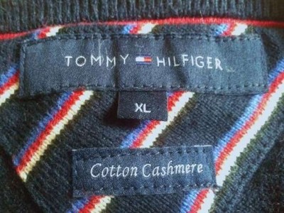 Kaszmirowy granatowy sweter Tommy Hilfiger XL