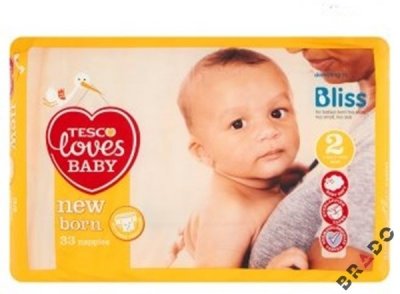 Pieluszki Tesco Loves Baby New Born 2 mini 33 szt - 6448476129 - oficjalne  archiwum Allegro
