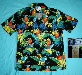Koszula hawajska tropikalna papugi kwiaty USA M/L - 6474533432 - oficjalne  archiwum Allegro