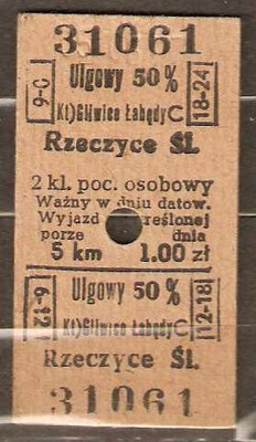 Bilet kolejowy PKP - 85
