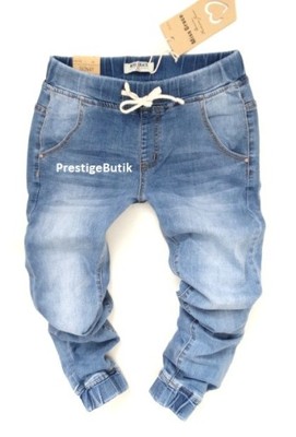 Włoskie dresowe jeansy BAGGY joggersy slim fit S/M