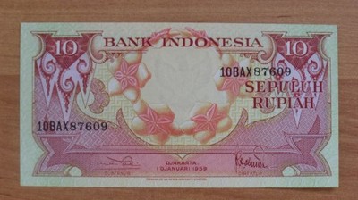 Banknot Indonezja 10 Rupiah (1959) P-66 UNC
