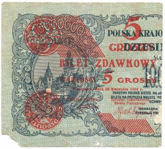 698. 5 groszy 1924 - lewy - st.6+