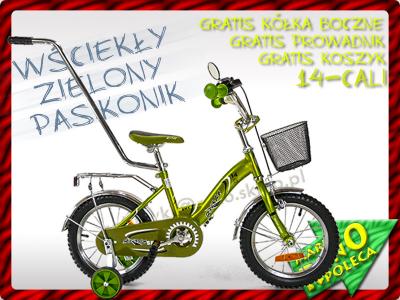 ROWERY rowerki dziecięce 14 CALI koszyk ZIELONY - 4171196006 - oficjalne  archiwum Allegro