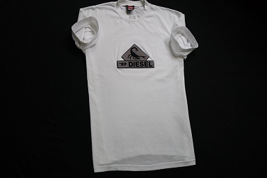 DIESEL koszulka biała logowana t-shirt markowa___M