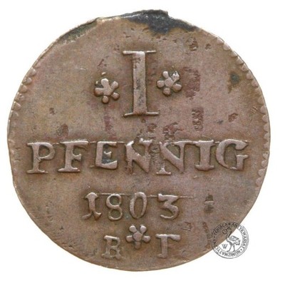 PSEUDOBRAKTEAT - moneta - 1 Pfennig 1803 - Niemcy - 6629766483 - oficjalne  archiwum Allegro
