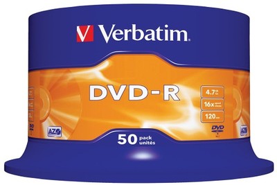 Płyty DVD-R VERBATIM 16x Speed AZO 4,7GB 55 Sztuk