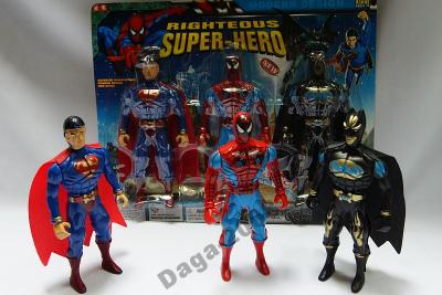 3 szti SPIDER-MAN SUPERMAN BATMAN ŚWIECĄ 15 cm