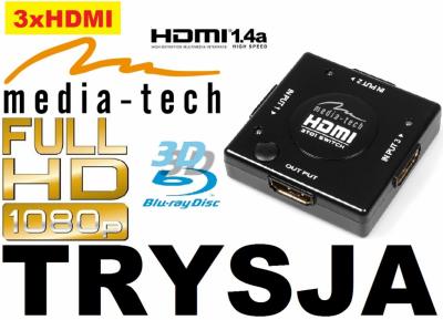 SWITCH  PRZEŁĄCZNIK 3x HDMI+ 3D MEDIA-TECH FULL HD
