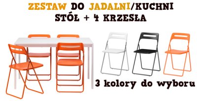 IKEA MELLTORP NISSE Stół i 4 składane krzesła KOL