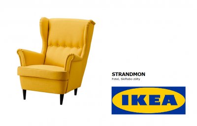 IKEA FOTEL Strandmon Skifebo żółty NOWY - 6040272922 - oficjalne archiwum  Allegro