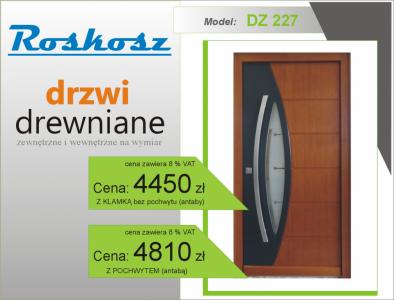 Drzwi zewnętrzne wejściowe drewniane 74 mm DZ 227
