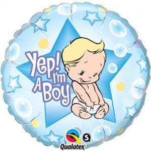 Balon foliowy narodziny ''Yep! I'm a boy'' 45 cm