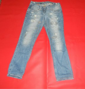 spodnie jeansy używane przetarcia - 6355840482 - oficjalne archiwum Allegro