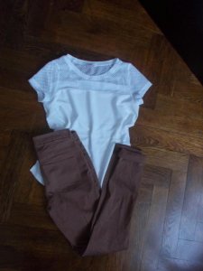 H&amp;M spodnie skinny 34 plus bluzka camieu