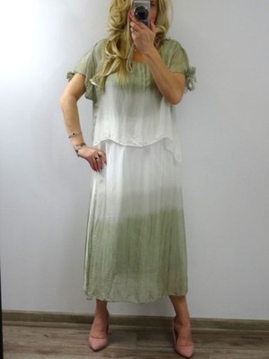 Włoska Jedwabna sukienka zielona cieniowana - 6862645050 - oficjalne  archiwum Allegro