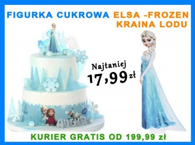 Figurka cukrowa na tort Elsa Frozen Kraina Lodu - 6101440269 - oficjalne  archiwum Allegro