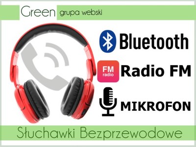 SŁUCHAWKI BEZPRZEWODOWE BLUETOOTH MP3 RADIO FM