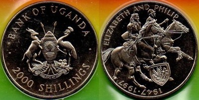 Uganda  2000  Shillings  1997 r. złote wesele