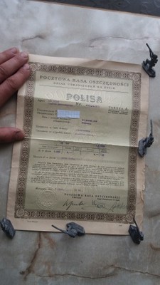 Polisa ubezpieczeniowa PKO Wilno 1938 rok