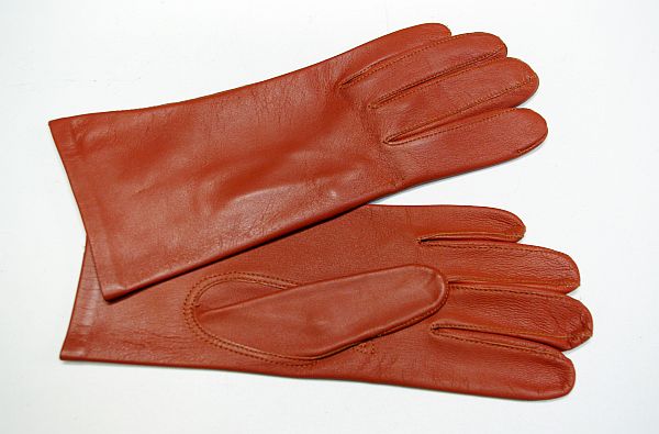 Damskie skórzane rękawiczki 7,5 r rude