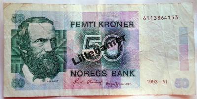 NORWEGIA 50 koron 1993 A.O.VINJE