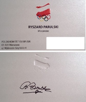 ŚP RYSZARD PARULSKI - autograf na wizytówce