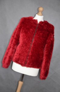 rozpinany sweter futrzak puchaty fluffy czerwony M - 6041790632 - oficjalne  archiwum Allegro