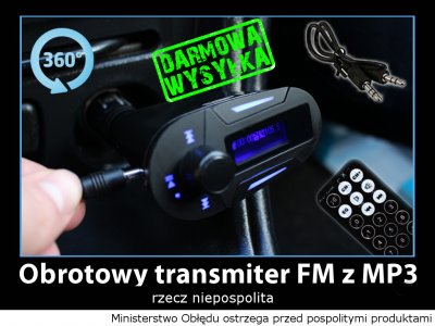 Transmiter FM obrotowy 360 stopni MP3 WMA USB