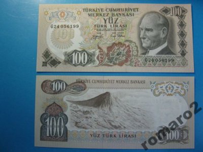 Banknot Turcja 100 Lira 1970  P-189  stan UNC