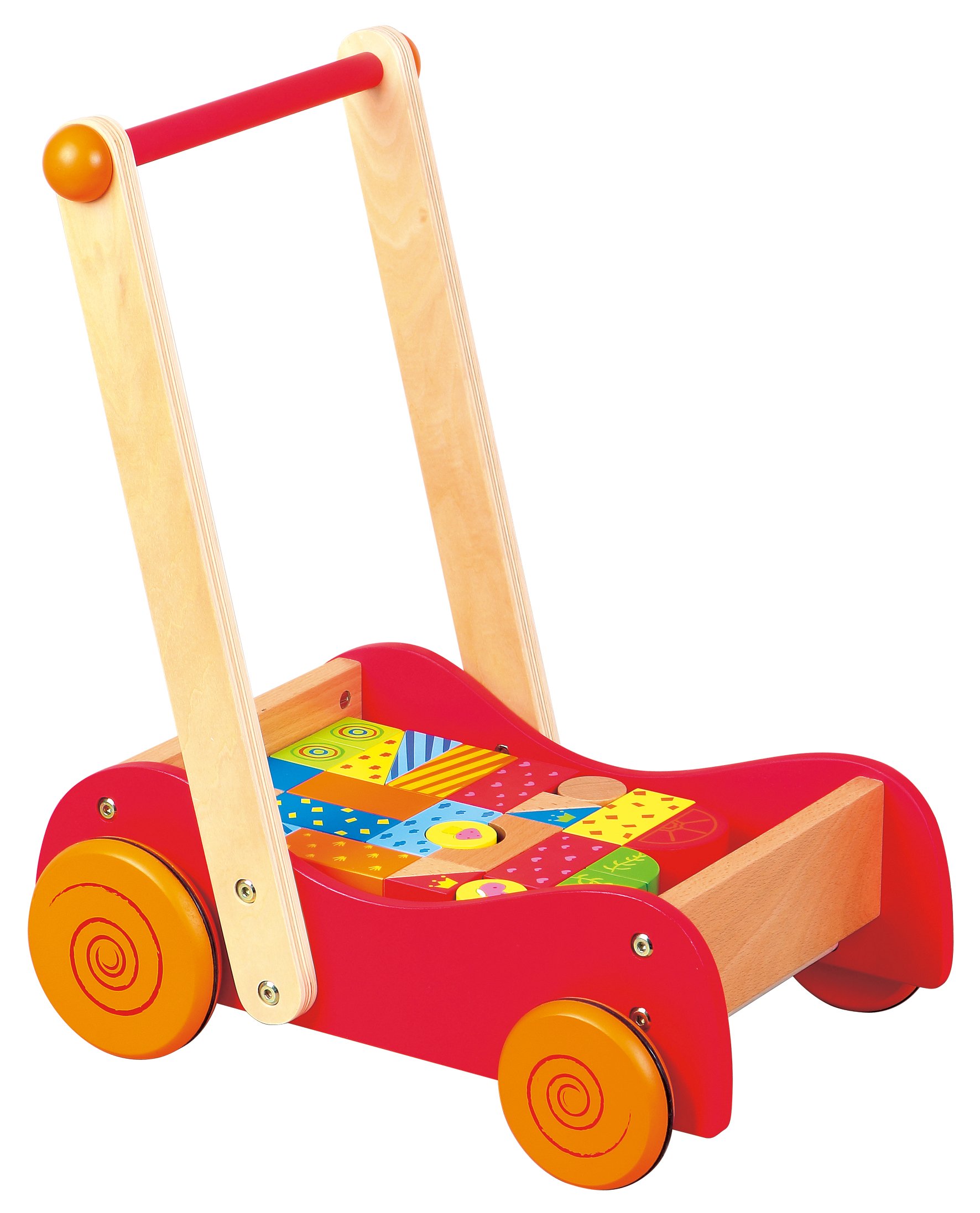 Zabawka 3w1 Pchacz wózek klocki drewniane Nefere