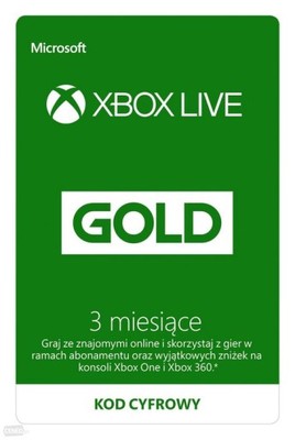 Xbox Live Gold 3 MIESIĄCE - KOD - KLUCZ - SKAN -