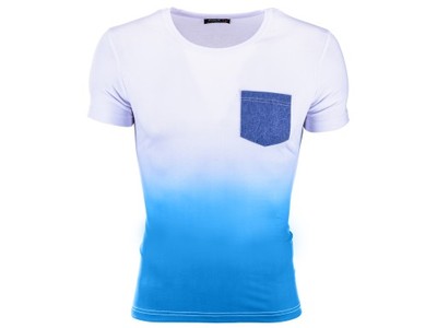 Koszulka męska t shirt OMBRE S427 błękitna L