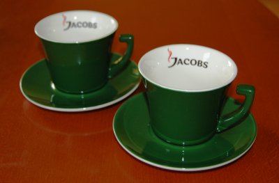 Filiżanki + spodki Jacobs Kronung zielone - 2 szt - 6458950061 - oficjalne  archiwum Allegro