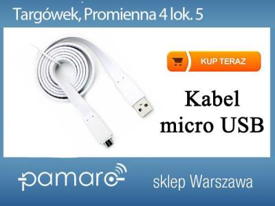 Kabel Micro USB  płaski biały
