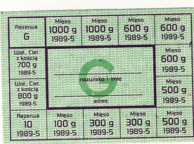 #QZ 016 Kartka na mięso 1989-5 G rzadka