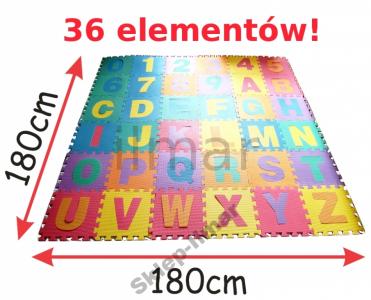 Puzzle Piankowe 30 x 30 cm Cyferki Literki 36 el.