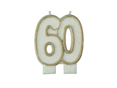 Świeczka cyferka 60 lat sześćdziesiątka cyfra tort