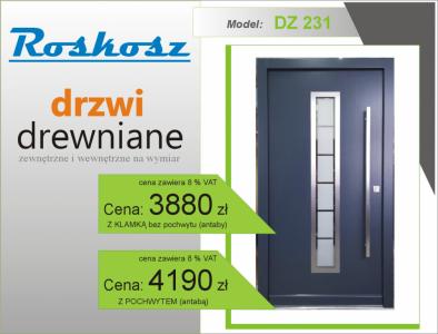 Drzwi zewnętrzne wejściowe drewniane 74 mm DZ 231