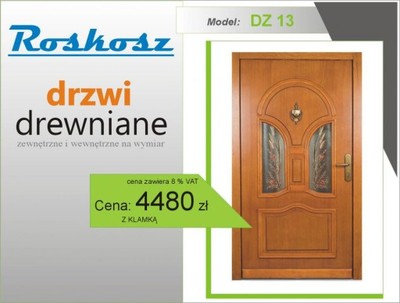 Drzwi zewnętrzne wejściowe drewniane 74 mm DZ 13