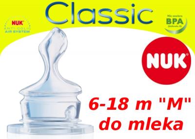 NUK Smoczek do butelki Classic wąski 2 M mleko