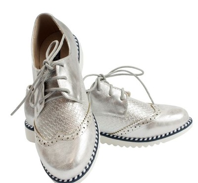 Srebrne buty damskie na białej podeszwie - 6746637747 - oficjalne archiwum  Allegro