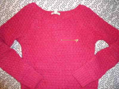 różowy sweterek bershka 36 malinowy ażurowy zara