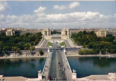 pocztówka PARYŻ Pałac i Most z lotu ptaka FRANCJA