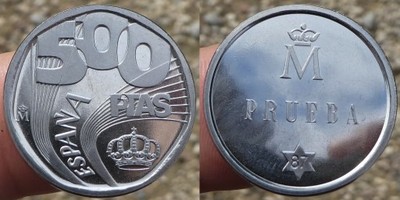 1987 Hiszpania,500 pesetas,proba rewersu,mennicza