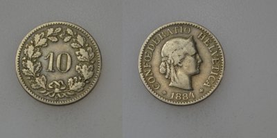 Szwajcaria 10 Rappen 1884 rok od 1zł i BCM