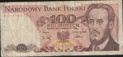 POLSKA 100ZLOTYCH 1988 SER RD