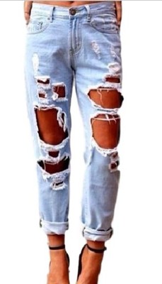 Spodnie jeansowe jasne z przetarciami dziurami S - 5716683024 - oficjalne  archiwum Allegro